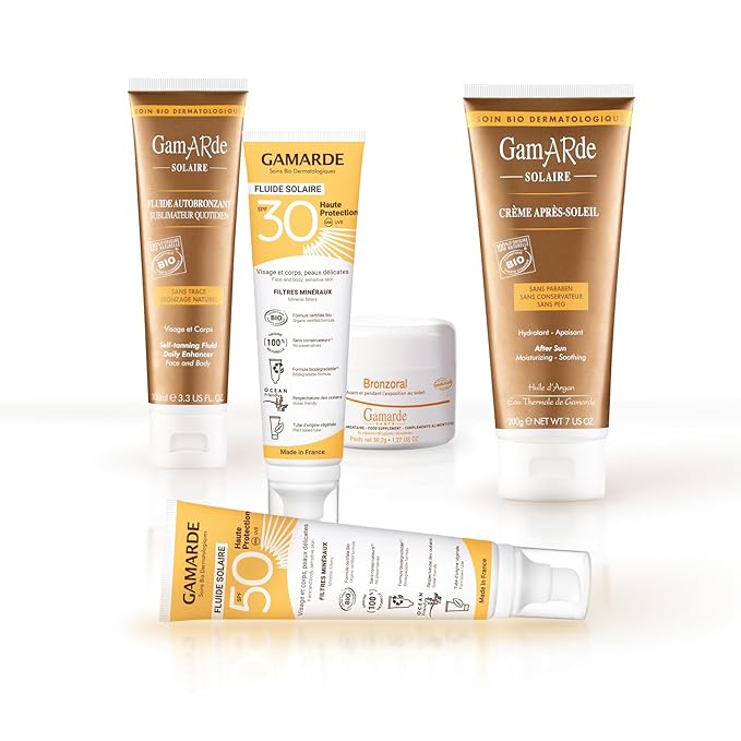 Gamarde Sun Fluid SPF 30 Sunscreen - Mineral Sunscreen with Invisible Texture - Enriched with Vegetable Oils - Non-Sticky and Chemical Free - 3.38 oz