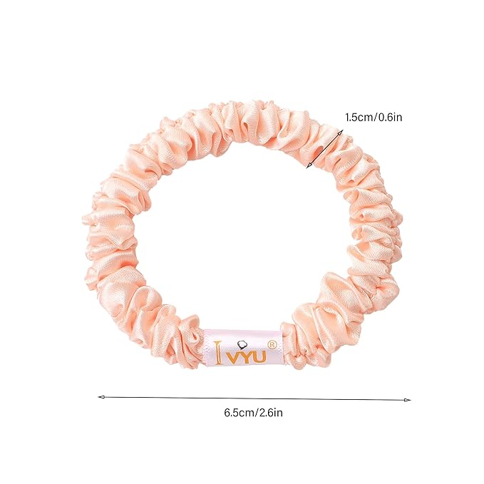 Scrunchies Silk Satin Hair Ties - Small Mini Thin Elestics Ponytail Holder Hair Bands Skinny Scrunchy For Thick Curl Hair No Crease Hair Ties Soft Accessories No Hurt Your Hair for Women and Girls
