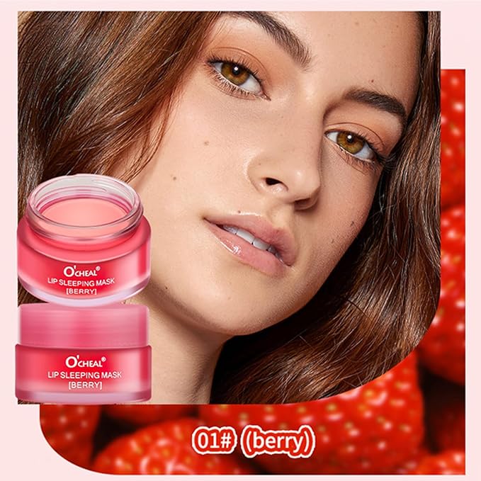 MEICOLY Nourish Hydrating Lip Sleeping Mask,Lip Mask Overnight,Intense Hydration Night Sleep Lip Mask,Lip Balm for Restore,Hydrate Dry Chapped Lips,Berry,0.7oz