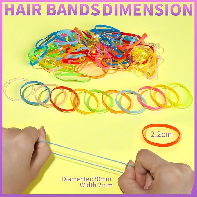 Teenitor Elastic Hair Bands, Small Hair Elastics, 2000pcs Multi Color Hair Ties, Hair Holder Elastic Rubber Bands for Girls, 11 Colors