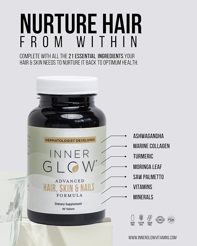 Advanced Hair, Skin & Nails Vitamins – Doctor-Developed Hair Supplement with Biotin, Collagen Peptides, Vitamin E & B12 – Clinically Tested 12-Week Results, Made in USA, Non-GMO