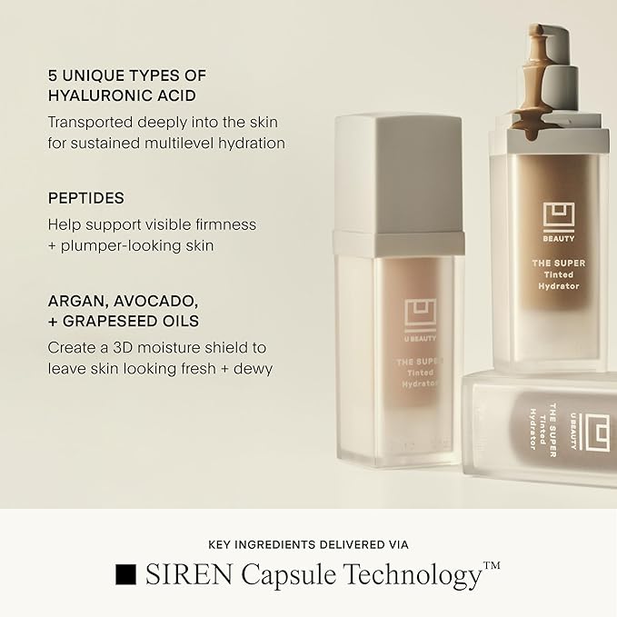 U Beauty The Super Tinted Hydrator Hyaluronic Acid Moisturizing Cream - Mega-Dose Skin Hydrator for Supple, Smooth, and Softer-Looking Skin For Up To 48 Hours - Shade 5-1.0 oz