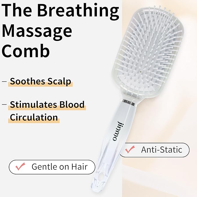 Paddle Hair Brush for Women-Detangling Cushion Brush with Soft Ball-Tip Bristles,Anti-Static Wide Brush for Wet Dry Hair,Smooth Comfortable Scalp Care