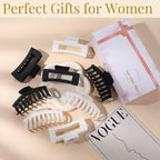 LuSeren 8 Pack White and Black Hair Clips for Women 4.3 Inch Large Hair Claw Clips for Women Thin Thick Curly Hair, Big Matte Banana Clips,Strong Hold jaw clips