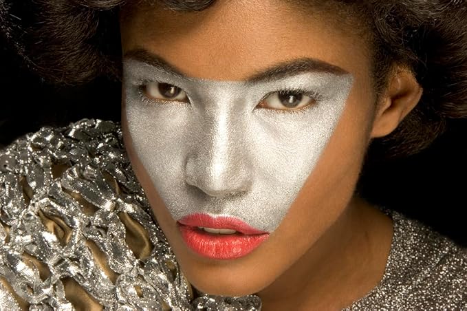 Ultra-Fine Silver Makeup Metallic Powder, Silver Metallic Chrome Powder For Face & Body Paint with Mixing Liquid, SFX Makeup Kit For Halloween Costume Cosplay, Full Coverage Face Painting Kit