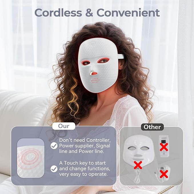 Red Light Therapy for Face,LED Face Mask Light Therapy,USB C Rechargeable,Infrared Light Therapy Mask LED Silicone Mask