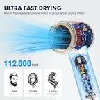 Hair Dryer, Ionic Blow Dryer with Diffuser,High Speed Brushless Low Noise Small Hairdryer, Lightweight/Compact/Mini Design,110V Use for Home/Travel, Suitable for All Hair Types Women, Men