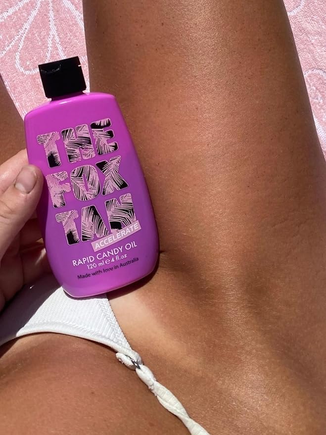 The Fox Tan Rapid Candy Oil, Accelerator Tanning Oil For Deeper & Darker Long-Lasting Tans, Creates Flawless Tan Skin, Vegan & Cruelty Free, 120mL