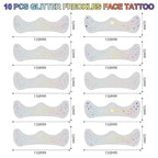 10Pcs Face Makeup Patches, Glitter Freckles Face Tattoo for Teenagers & Young Women, Sparkle Freckles Makeup Patches, Waterproof Face Glitter Freckles for Christmas (10PcsA Holographic Multicolor)