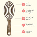 Hair Brush Professional for Women Men Paddle Detangling Brush for Wet Dry Curly Thick Straight Hair Shaping Defining Curls wood round