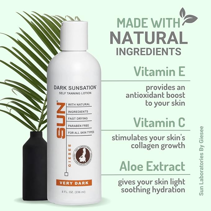 Sun Labs Self-Tanning Lotion, Exfoliator, and Extender for a Golden Glow - Very Dark - 3-Pack 8 oz. Bottles