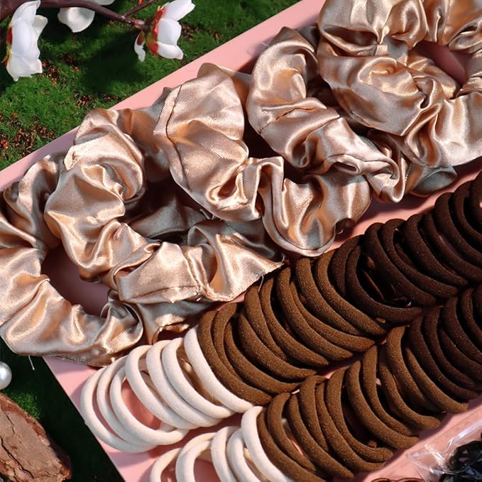 YANRONG 1159PCS Hair Accessories for Woman Set Seamless Ponytail Holders Variety Hair Scrunchies Hair Bands Scrunchy Hair Ties For Thick and Curly (1159PCS (brown))