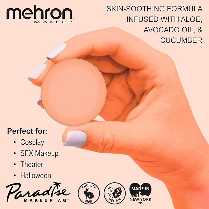 Mehron Makeup Paradise Makeup AQ Refill Size | Stage & Screen Performance, Face & Body Painting, Beauty, Cosplay, and Halloween | Water Activated Face Paint, Body Paint .25 oz (7 ml) - Pastel Orange