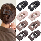 8 Pack Neutral Flat Hair Clips for Women – Large Matte No-Slip Rectangle Claw Clips Thick & Thin Hair in Brown, Black, and Blonde, Strong Hold Square Hair Accessories for Work or Daily Wear