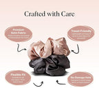 Kitsch Satin Hair Scrunchies for Women, Softer Than Silk Scrunchies for Hair - No Damage Satin Hair Ties, Ponytail Holders | Ideal Gifts for Women, 2pc (Blush/Charcoal)