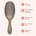 Paddle Hair Brush for Women-Detangling Cushion Brush with Soft Ball-Tip Bristles,Anti-Static Wide Brush for Wet Dry Hair,Smooth Comfortable Scalp Care