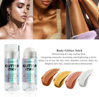 White Body Glitter Stick, Long Lasting Moisturizing Body Glitter for Women, Multi-Use Highlighter Makeup, Sparkling Face Glitter Mermaid Makeup for Kids, Travel Size for Daily, Festival, Party