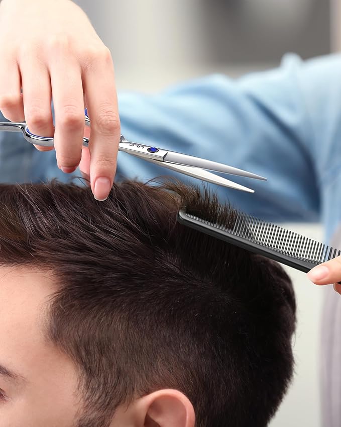 ULG Hair Cutting Scissors Thinning Shears Kit Professional Hairdressing Texturizing Salon Razor Edge Scissor Barber Kit1 Pro 6.5 inch Silver