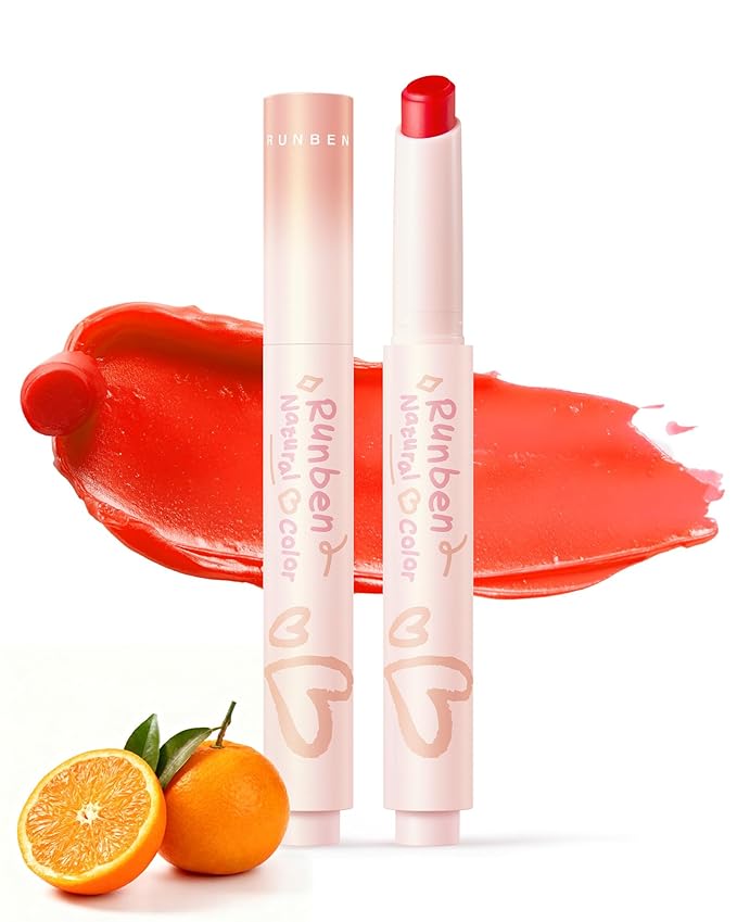 RUNBEN Kids Tinted Lip Balm, Milk Orange Lips Gloss, 24H Moisturizing, Safe & Non-toxic Lipstick for Kids & Teen, Christmas Makeup Gift for Girls, 2g
