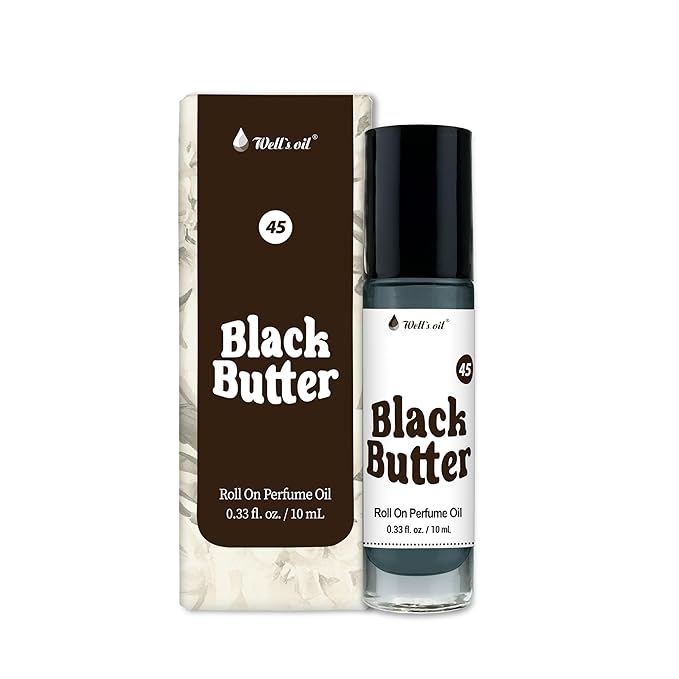 Well's Oil Roll-On Perfume Oil (Black Butter) | Long-Lasitng | Paraben-Free | 0.33 Fl Oz / 10 ml