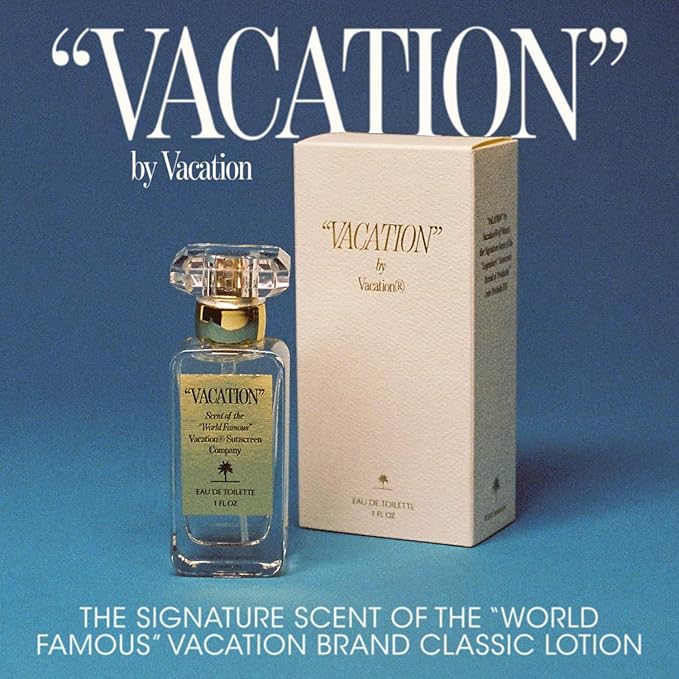 Vacation Eau De Toilette Trio, Signature Scents of "VACATION", "AFTER SUN" & "GRAND CUVÉE", Coconut, Aloe Vera, Argan, Amber & Summer Fragrances, Unisex Perfume Gift Set, 3 x 1 fl oz