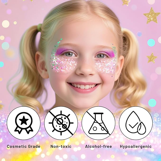 DAGEDA Sparkling Pink Body Glitter Stick,Sparkly Face Glitter Makeup,Holographic Hair Glitters Mermaid Makeup Rave Outfits for Women, Shimmer Face Paint Stick Singer Concert Accessories