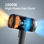 Ionic Hair Dryer with Diffuser, 1800W Blow Dryer for Women & Men, Fast-Drying, Lightweight, Low Noise, Hair Care Styling Tool for Home, Travel, Gifting