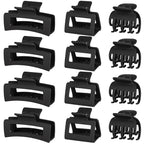 12 PCS Hair Claw Clips for Women – Small Medium Large Claw Clips for Thin or Thick Hair (Black)