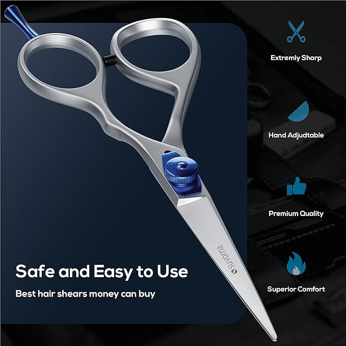 Suvorna 5.5 inch Barber Scissors | hair shears professional | haircutting scissors for adults | Hair Scissors Women & Men | Hairdresser Scissors | Hair Scissors Professional | Haircut Scissors.