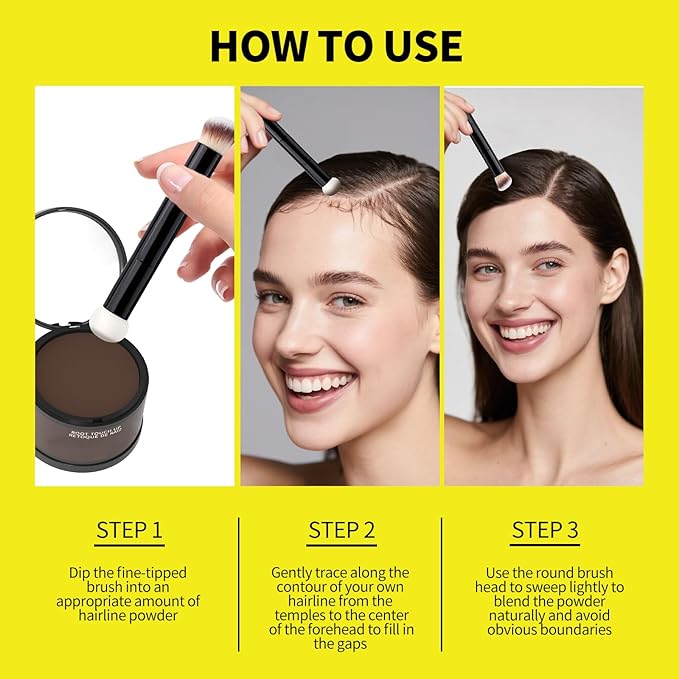 Gowwim Root Touch up Powder, Instantly Gray Hair Cover up Hairline Powder for Women & Men Waterproof and Sweatproof Root Cover Up Long-Lasting for Thinning & Loss Hair (Black6, 10G+1)