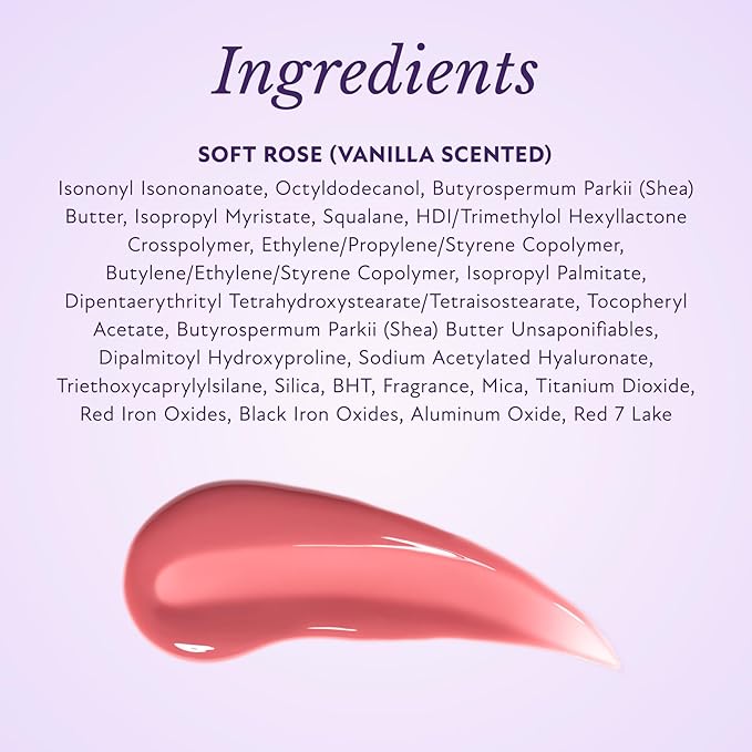 Westmore Beauty Pout Perfector Lip Gloss – Intensely Hydrating Sheer-Tinted Balm with Hyaluronic Acid & Vitamin E – Plumps & Nourishes Dry, Cracked Lips for a High Shine Finish – Soft Rose, .33 oz