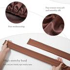 AWAYTR Long Satin Bonnet for Braids - Elastic Silk Hair Bonnets for Sleeping Night Cap Stretchy Tie Band for Women（Brown）