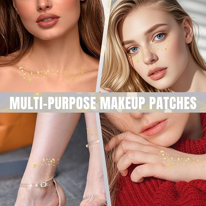 Glitter Freckles - 6PCS Metallic Fake Freckles, Silver Makeup Patches, Glow Up Glitter Freckles Face Tattoo, Water-Repellent Face Glitter, Cute Face Glitter for Kids, Temporary Face Jewels for Women