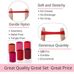 LuSeren 120 Pcs Red Hair Ties for Women, No Damage Soft Seamless Nylon Hair Elastics for Thick Hair,Ponytail Holders,6 Gradient Red Hair Accessories