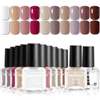 12 PCS Nail Polish Set 10 Color With 2PCS Base and Top Coat Quick Drying Fall Nude Brown White Red Color Holiday Gift for Her