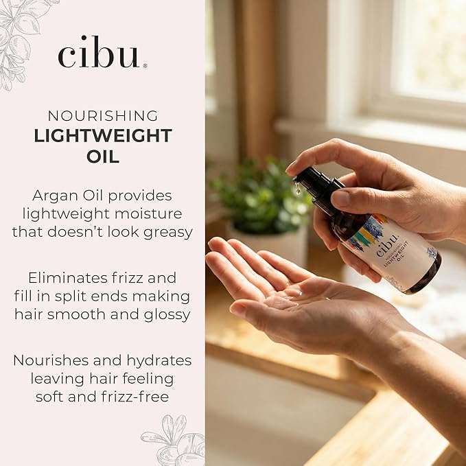 CIBU Nourishing Argan Oil Hair Serum | Anti-Frizz, Heat Protectant & Anti-Breakage Formula | Lightweight Hair Treatment | 4 Ounces