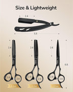 ULG Hair Cutting Scissors Set Professional Thinning Scissors for Hair Cutting All-in-One 9 Pcs Hairdressing Shear Set with 3 Professional Barber Shears for Salon/Home