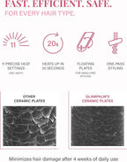 GLAMPALM Hair Straightener 1" Ceramic Flat Iron Infused with Vita C, Korea's No.1 Professional Salon Tool, 3D Swivel Cord & Dual Voltage, Digital LED(210°–450°), 20s Fast Heat-Up, Blush Pink (GP201T)