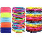 Hair Ties for girls 3 popular styles hair accessories Hair Elastics (15pcs No Damage Hair Ties 50pcs High Elastic Ties 15pcs Ponytail Holders) Pain-free No Crease multiple colors for all hair types