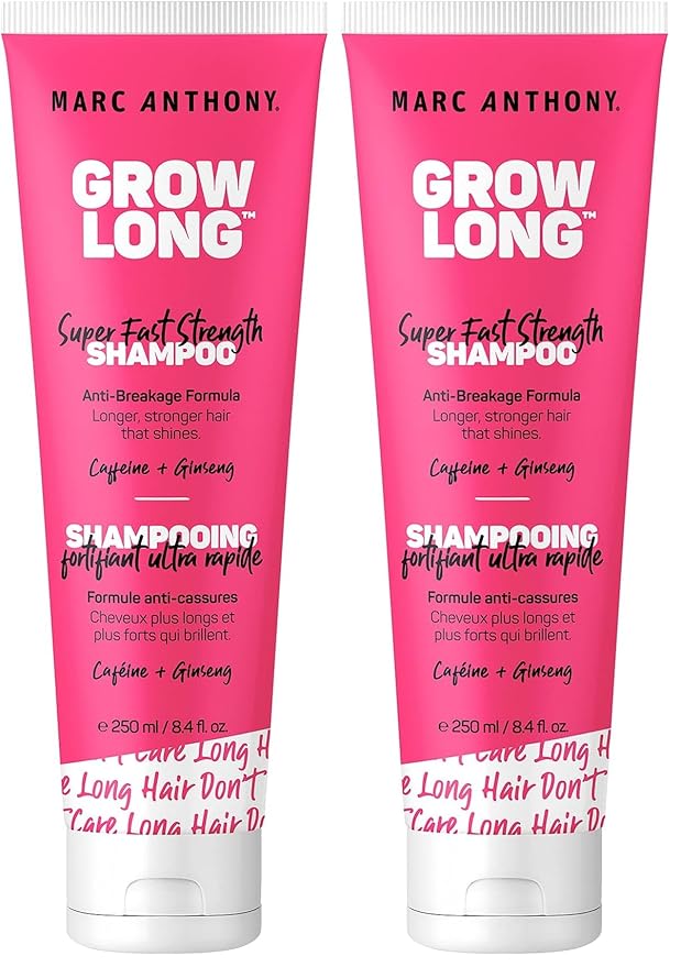 Marc Anthony Strengthening Biotin Shampoo, Grow Long Anti-Frizz, Anti-Breakage & Nourishing Formula For Split Ends - Vitamin E, Caffeine & Ginseng for Dry & Damaged Hair (Pack of 2)