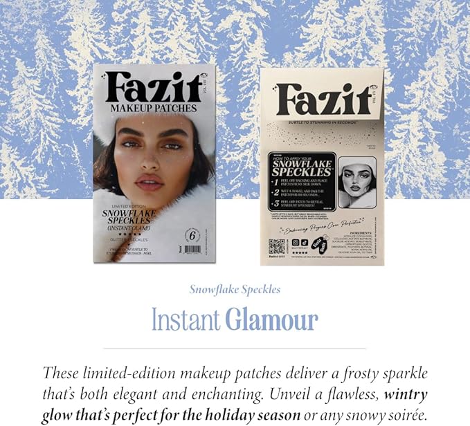 Fazit Makeup Patches - Snowflake Speckles - Glow Up Make-Up Patches - Cute Glitter Makeup Accessories for Women - Cosmetic Glitter for Face