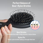 SOOOMOOTH Detangler | Mini Hair Brush | Natural Boar Bristles | For Thick, Thin, Curly, Straight, Wet or Dry Hair | Gentle Scalp Massage | Compact & Portable | For Men, Women & Kids | Travel Size