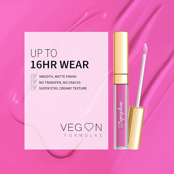 Pink Lipstick Matte for Women Superstay Hot Pink Long Lasting Lipstick Smudgeproof Liquid Lipsticks Cruelty Free Lip Makeup (DM28 Fruit Pink)