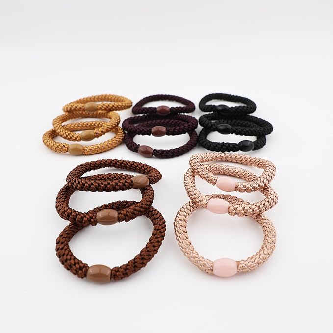 High Elastic Ponytail Holders 15 PCS Hair Ties No Damage for Thick Hair Braided Hair Ties for Women Girls-Netural