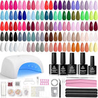 Beetles Gel Nail Polish Kit with U V Light, 55 Colors Gel Polish 81 Pcs Nail Stuff Kit for All Seasons with Base and Matte&Glossy Top Coat Color Enchantment Plus Soak Off Gifts for Women Girls Teen
