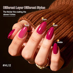 12Pcs Rose Nail Polish Set with Base and Top Coat Burgundy Dark Wine Cherry Red Hot Pink Fingernail Polish Kit Air Quick Dry Regular Finger Nail Polish Pack for Women Gift Holiday