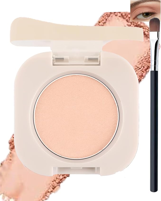 Single Matte Eyeshadow,Nude Beige Eye Shadow Palette Primer Base Hightlight Makeup,High Pigment Waterproof Pressed Eye Shadows Powder with Smooth Lightweight Blendable Formula for Daily Eye Look-04