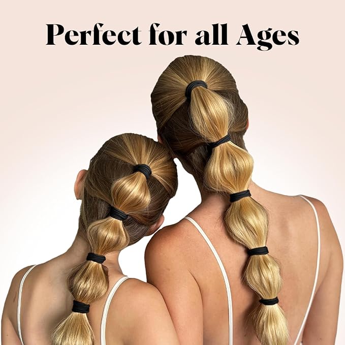 Kitsch Black Hair Ties No Damage - Strong, Stretchy Hair Bands | Soft Nylon Ponytail Holders, Snag-Free Rubber Bands, Perfect for Updos & Braids | Ideal Gifts for Women - Black, 20pcs