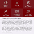 Cote Beauty's Tempted Peptide Lip Shine, Ultra Hydrating & Long-Lasting Warm Berry Plumping Lip Gloss for Women with Hyaluronic Acid, Shea Butter & Jojoba Oil, Vegan & Cruelty-Free, 0.12 Fl Oz