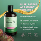 Cold-Pressed Castor Oil – 100% Pure & Hexane-Free | Hair Growth, Eyelashes & Eyebrows Serum | Deep Moisturizer for Skin & Face | Ideal for Castor Oil Packs & Scalp Treatment (8 FL. Oz.)